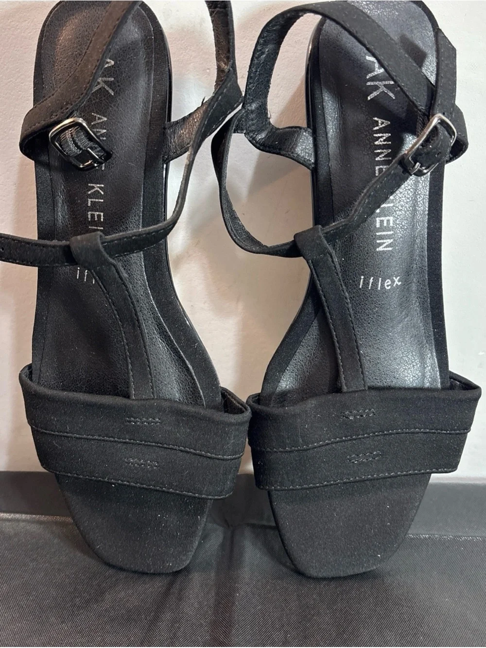 Anne Klein Black Ankle-Strap Sandals. Sz 7.5. 9/17